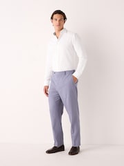 White Texture Slim Fit Summer Cotton Blend Smart Shirt And Pocket Square Pack - Image 5 of 8