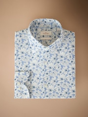 Sky Blue Slim Fit Signature 100% Cotton Floral Print Long Sleeve Shirt - Image 1 of 3