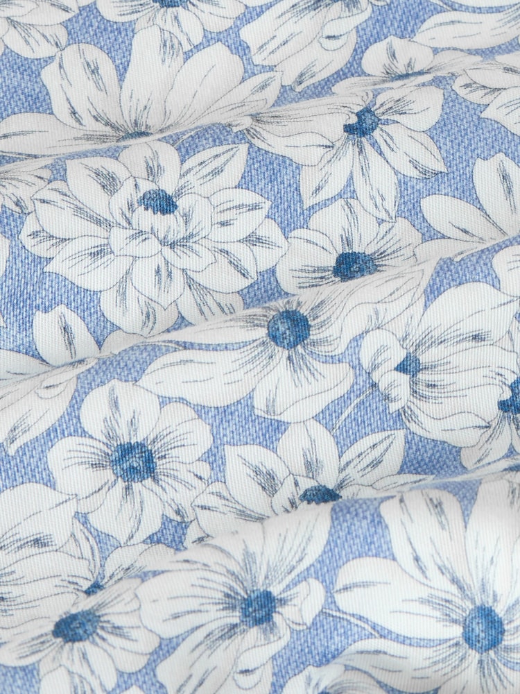 Sky Blue Slim Fit Signature 100% Cotton Floral Print Long Sleeve Shirt - Image 2 of 3