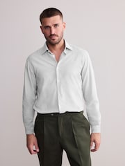 Light Grey Check Slim Fit Signature Premium Textured Shirt - Image 1 of 7