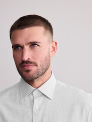 Light Grey Check Slim Fit Signature Premium Textured Shirt - Image 4 of 7
