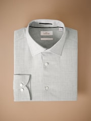 Light Grey Check Slim Fit Signature Premium Textured Shirt - Image 5 of 7