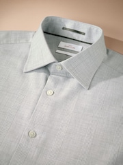 Light Grey Check Slim Fit Signature Premium Textured Shirt - Image 6 of 7