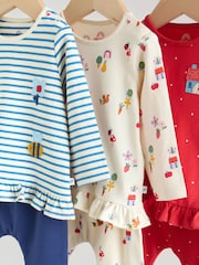 Red/Blue/Cream Long Sleeve Top And Leggings Set 6 Piece (0mths-3yrs) - Image 11 of 17