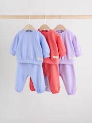 Purple/ Pink/ Blue Baby Sweatshirt & Joggers 6 Piece Set (0mths-2yrs) - Image 1 of 20