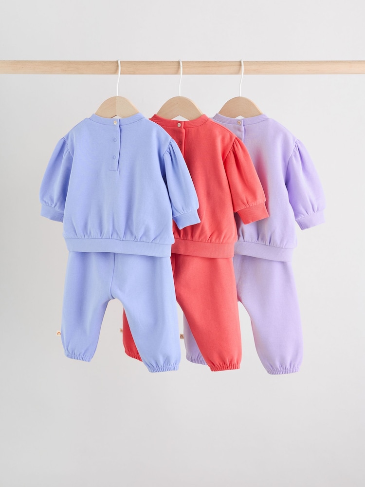 Purple/ Pink/ Blue Baby Sweatshirt & Joggers 6 Piece Set (0mths-2yrs) - Image 2 of 20