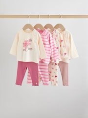 Pink/Cream Flower Baby Long Sleeve Top and Leggings Set 8 Piece (0mths-2yrs) - Image 1 of 18