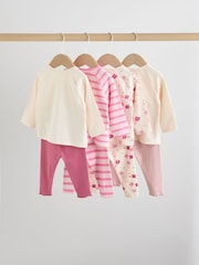 Pink/Cream Flower Baby Long Sleeve Top and Leggings Set 8 Piece (0mths-2yrs) - Image 2 of 18