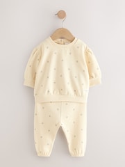 Charcoal Grey & Cream Baby Sweatshirt & Joggers 6 Piece Set - Image 4 of 10