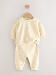 Charcoal Grey & Cream Baby Sweatshirt & Joggers 6 Piece Set - Image 5 of 10