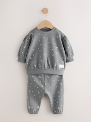 Charcoal Grey & Cream Baby Sweatshirt & Joggers 6 Piece Set - Image 6 of 10