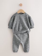 Charcoal Grey & Cream Baby Sweatshirt & Joggers 6 Piece Set - Image 7 of 10
