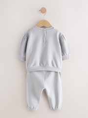 Charcoal Grey & Cream Baby Sweatshirt & Joggers 6 Piece Set - Image 8 of 10