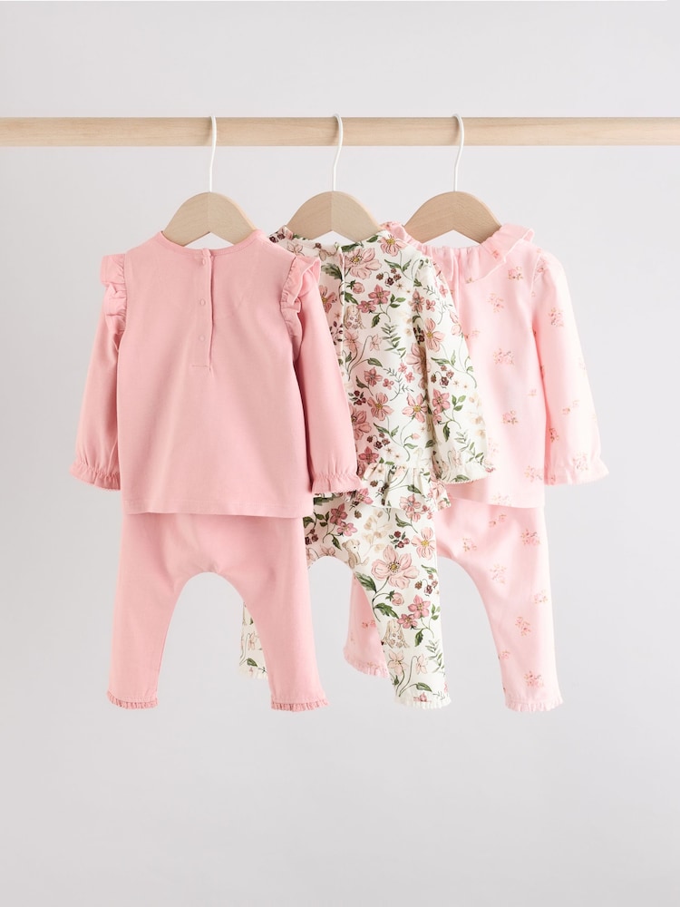Pink/ Cream/ Bunny Character Baby Long Sleeve Top And Leggings 6 Piece Set (0mths-3yrs) - Image 2 of 17