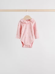 Pink/ Cream/ Brown Ditsy - Baby Langarm-Bodys mit Rüschen im 4er-Pack (0 Monate bis 2 Jahre) - Bild 2 von 15