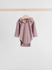 Pink/ Cream/ Brown Ditsy - Baby Langarm-Bodys mit Rüschen im 4er-Pack (0 Monate bis 2 Jahre) - Bild 5 von 15