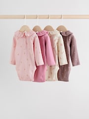 Pink/ Cream/ Brown Ditsy - Baby Langarm-Bodys mit Rüschen im 4er-Pack (0 Monate bis 2 Jahre) - Bild 6 von 15