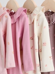 Pink/ Cream/ Brown Ditsy - Baby Langarm-Bodys mit Rüschen im 4er-Pack (0 Monate bis 2 Jahre) - Bild 8 von 15
