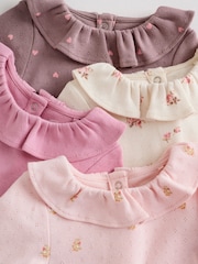 Pink/ Cream/ Brown Ditsy - Baby Langarm-Bodys mit Rüschen im 4er-Pack (0 Monate bis 2 Jahre) - Bild 9 von 15