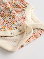 Blue/Cream/Coral Ditsy Baby Long Sleeve Frill Bodysuits 4 Pack (0mths-2yrs) - Image 10 of 12