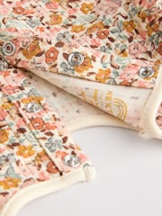 Blue/Cream/Coral Ditsy Baby Long Sleeve Frill Bodysuits 4 Pack (0mths-2yrs) - Image 11 of 12