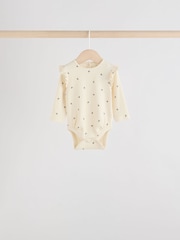 Blue/Cream/Coral Ditsy Baby Long Sleeve Frill Bodysuits 4 Pack (0mths-2yrs) - Image 3 of 12