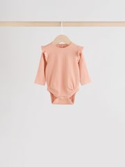Blue/Cream/Coral Ditsy Baby Long Sleeve Frill Bodysuits 4 Pack (0mths-2yrs) - Image 5 of 12