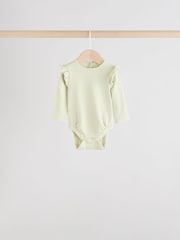 Blue/Cream/Coral Ditsy Baby Long Sleeve Frill Bodysuits 4 Pack (0mths-2yrs) - Image 7 of 12