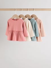 Pink Baby Long Sleeve Peplum Tops 4 Pack (0mths-2yrs) - Image 1 of 12