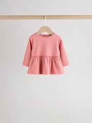 Pink Baby Long Sleeve Peplum Tops 4 Pack (0mths-2yrs) - Image 2 of 12