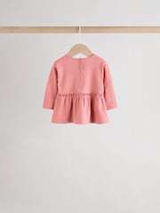 Pink Baby Long Sleeve Peplum Tops 4 Pack (0mths-2yrs) - Image 7 of 12