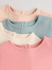 Pink Baby Long Sleeve Peplum Tops 4 Pack (0mths-2yrs) - Image 9 of 12