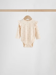 Purple/Yellow/Cream Ditsy Baby Long Sleeve Frill Bodysuits 4 Pack (0mths-2yrs) - Image 3 of 12