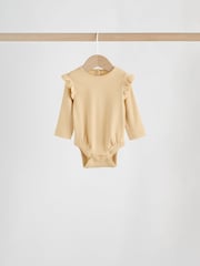 Purple/Yellow/Cream Ditsy Baby Long Sleeve Frill Bodysuits 4 Pack (0mths-2yrs) - Image 4 of 12