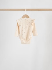 Purple/Yellow/Cream Ditsy Baby Long Sleeve Frill Bodysuits 4 Pack (0mths-2yrs) - Image 7 of 12