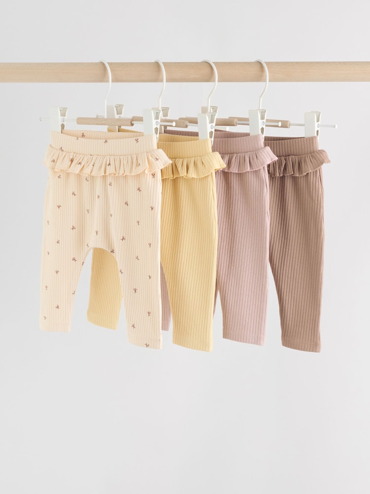 Purple/Yellow/Cream Ditsy Baby Leggings 4 Pack (0mths-2yrs) - Image 1 of 12