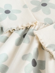 White/Blue Flower Baby Long Sleeve Frill Top And Leggings Set (0mths-2yrs) - Image 10 of 11