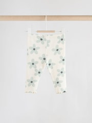 White/Blue Flower Baby Long Sleeve Frill Top And Leggings Set (0mths-2yrs) - Image 6 of 11