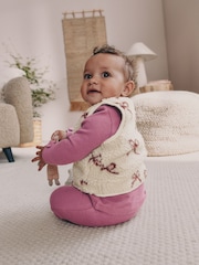 Burgundy Red Baby Long Sleeve Top and Leggings with Gilet Set 3 Piece (0mths-2yrs) - Image 3 of 21