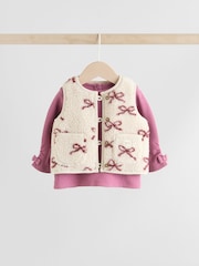 Burgundy Red Baby Long Sleeve Top and Leggings with Gilet Set 3 Piece (0mths-2yrs) - Image 7 of 21