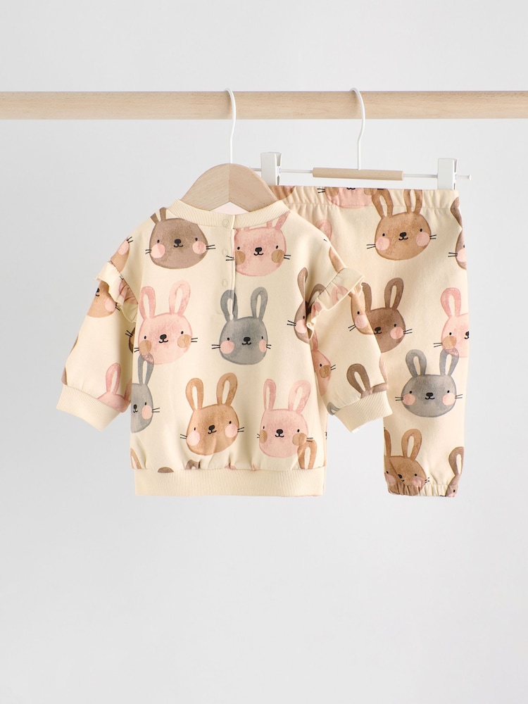 Cream/ Pink Bunny Rabbit Baby Sweater and Joggers 2 Piece Set (0mths-2yrs) - Image 2 of 10 Cream/ Pink Bunny Rabbit Baby Sweater and Joggers 2 Piece Set (0mths-2yrs) - Image 2 of 10