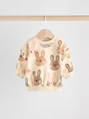 Cream/ Pink Bunny Rabbit Baby Sweater and Joggers 2 Piece Set (0mths-2yrs) - Image 3 of 10