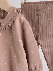 Chocolate Brown Heart Baby Frill Collar Sweater and Leggings 2 Piece Set (0mths-2yrs) - Image 11 of 16