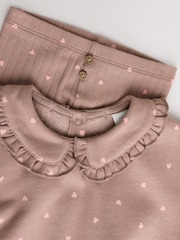 Chocolate Brown Heart Baby Frill Collar Sweater and Leggings 2 Piece Set (0mths-2yrs) - Image 12 of 16