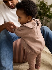 Chocolate Brown Heart Baby Frill Collar Sweater and Leggings 2 Piece Set (0mths-2yrs) - Image 2 of 16