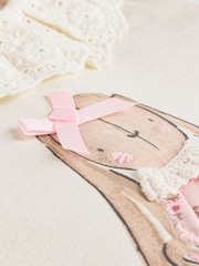 White/Pink/Bunny/Floral Baby Long Sleeve Top and Leggings Set - Image 10 of 15