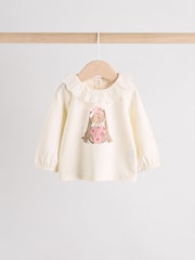 White/Pink/Bunny/Floral Baby Long Sleeve Top and Leggings Set - Image 3 of 15