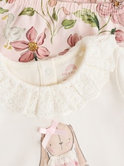 White/Pink/Bunny/Floral Baby Long Sleeve Top and Leggings Set - Image 8 of 15