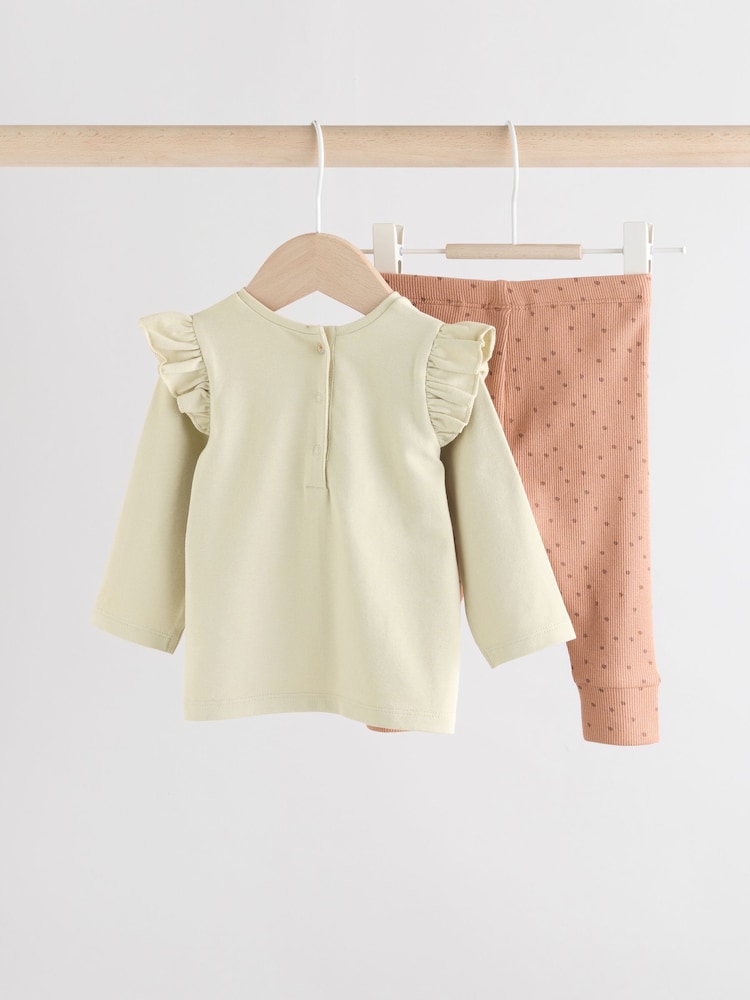 Sage Green Character Baby Long Sleeve Top and Leggings 2 Piece Set (0mths-2yrs) - Image 2 of 10 Sage Green Character Baby Long Sleeve Top and Leggings 2 Piece Set (0mths-2yrs) - Image 2 of 10