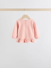Pink/ Neutral Gingham Baby Long Sleeve Peplum Top and Trousers Set 2 Piece (0mths-2yrs) - Image 11 of 18